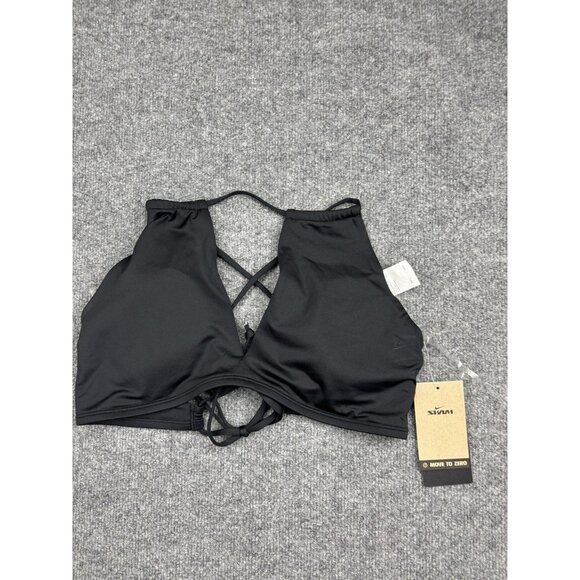 Nike Bikini Top Womens XL Black Strappy Crossback Halter Swim Tie Back Swoosh - Picture 1 of 6